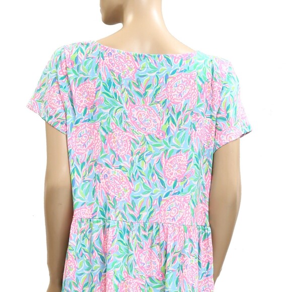 Lilly Pulitzer Geanna Swing Mini Dress Tiered Turtle Printed Cotton XS 282374 - Picture 7 of 7
